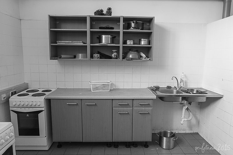 the kitchen